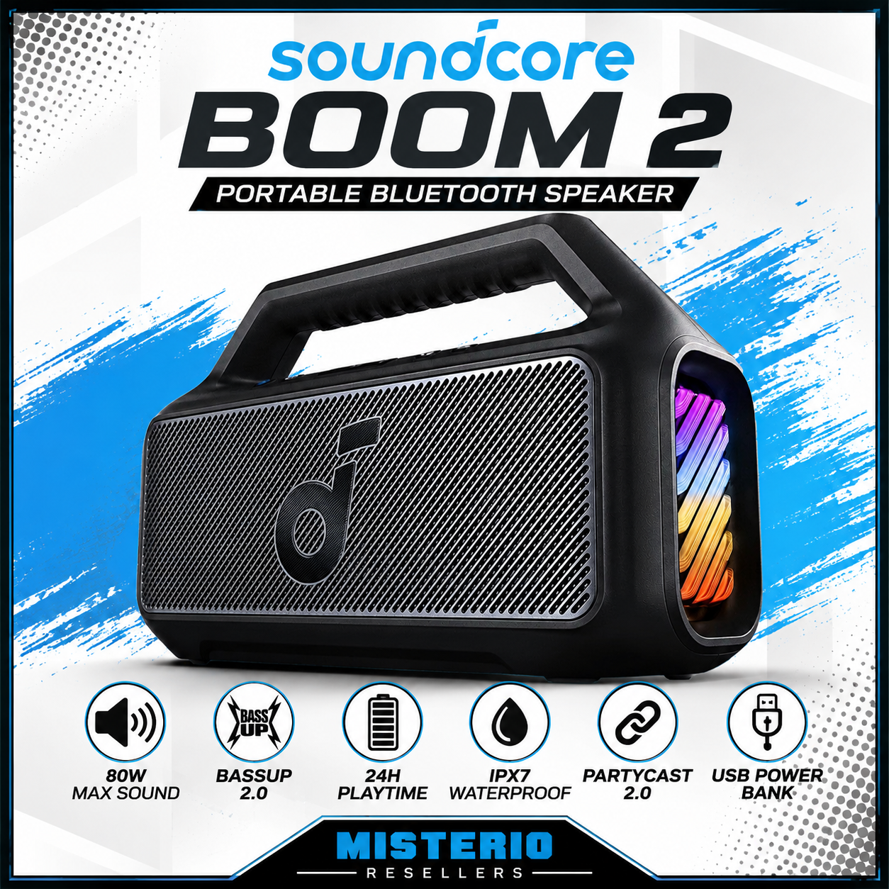 Soundcore Boom V2 Portable Bluetooth Speaker Waterproof Open Box!
