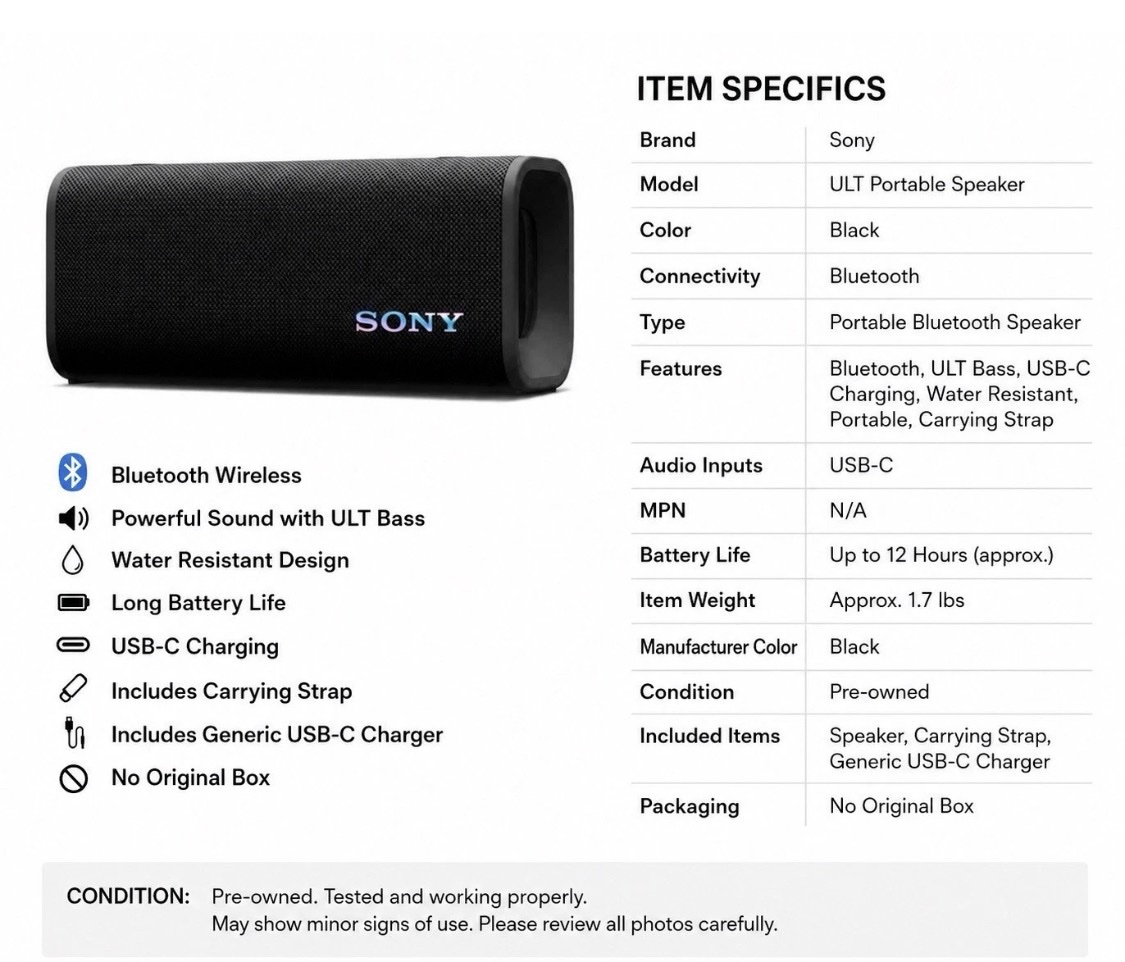 Sony ULT Ultimate Bundle – ULT Tower 10 + ULT 1 + ULT 3 + 2 Free USB-C Cables - Image 10
