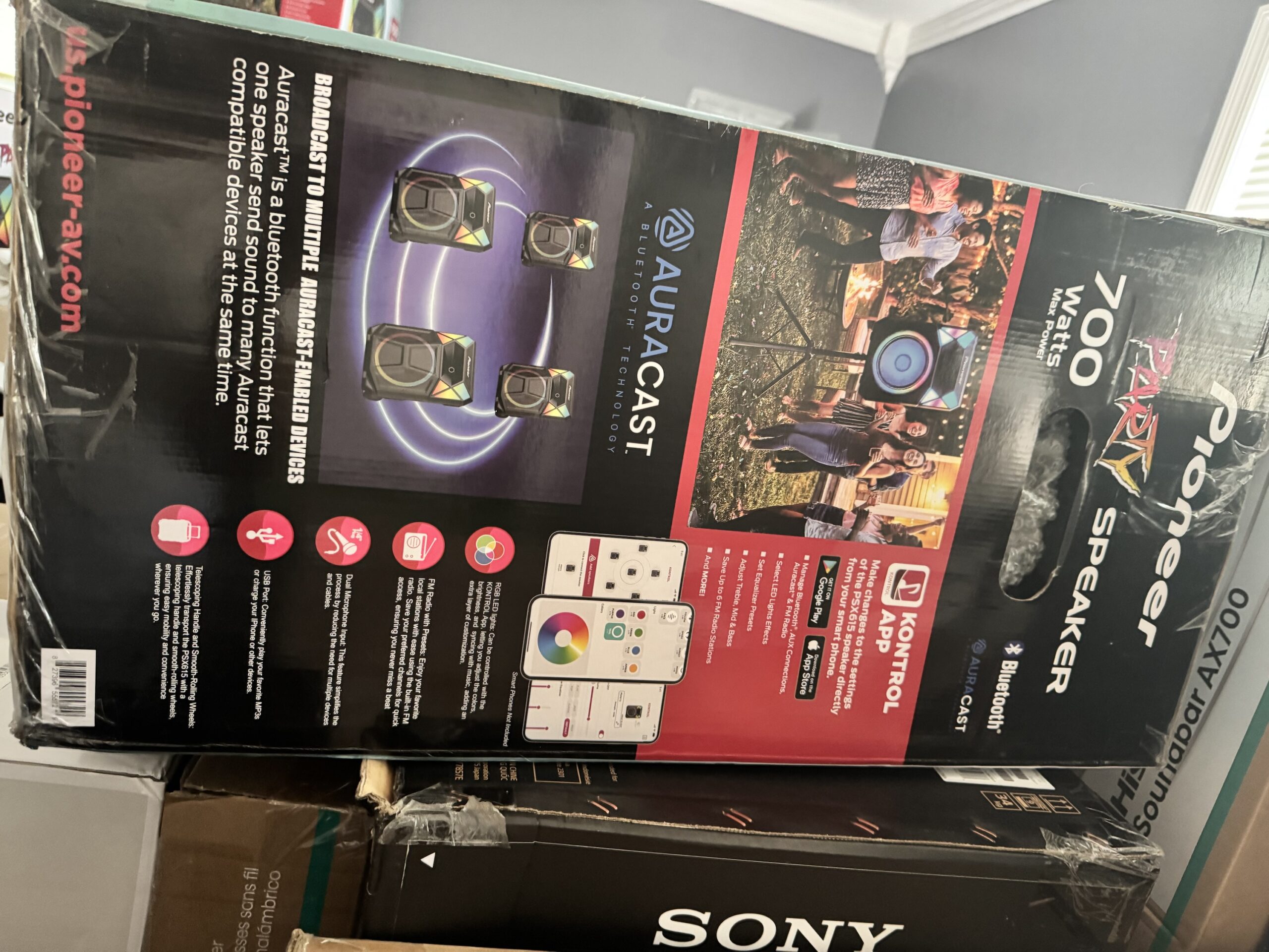 Pioneer PSX615 700W 15" Bluetooth Party Speaker RGB LED Auracast Mic & Stand - Image 5