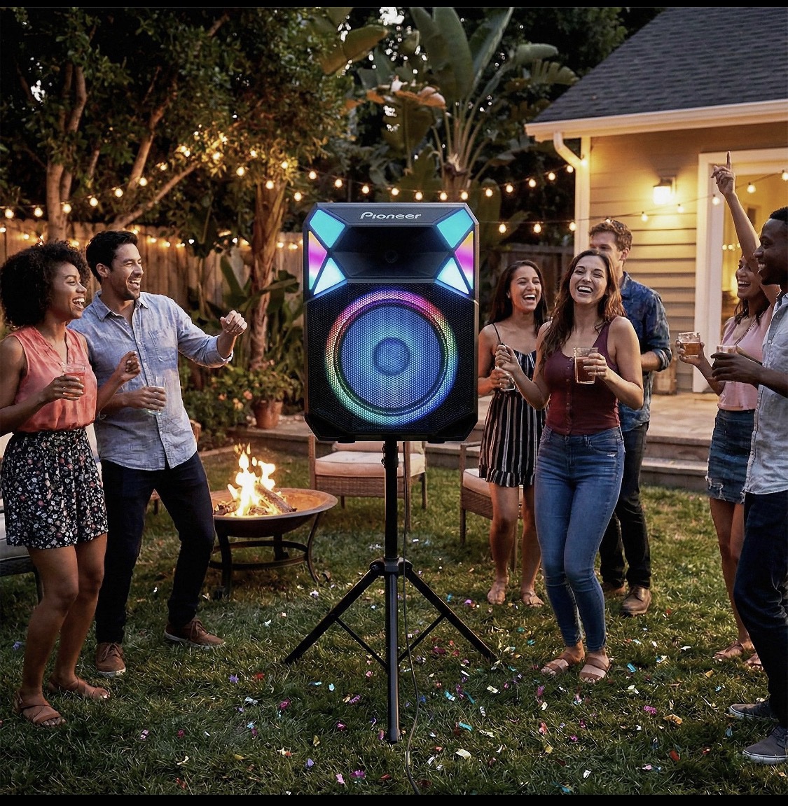 Pioneer PSX615 700W 15" Bluetooth Party Speaker RGB LED Auracast Mic & Stand - Image 9