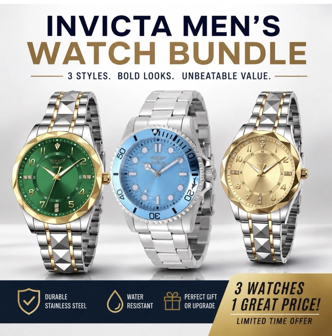 Invicta Men’s Watch Bundle 3 Piece Set Pro Diver & Specialty Collection 4 cheap