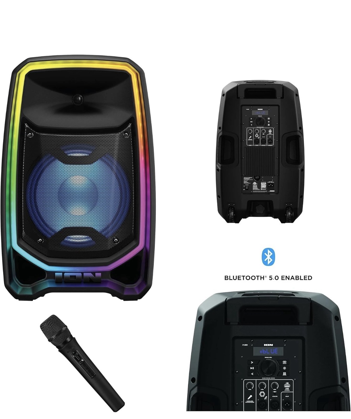 ION Total PA Freedom Portable Bluetooth Party Speaker w/ Wireless Microphone LED Lights