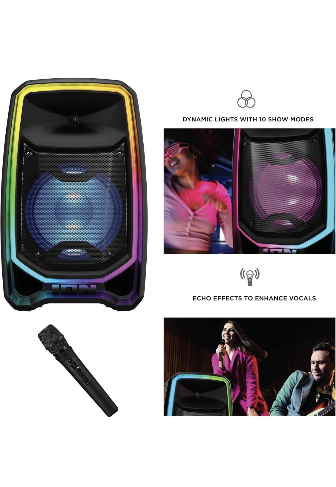 ION Total PA Freedom Portable Bluetooth Party Speaker w/ Wireless Microphone LED Lights - Image 6